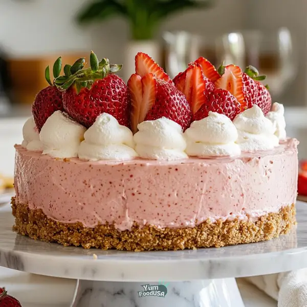 No-Bake Strawberry Mousse Cake