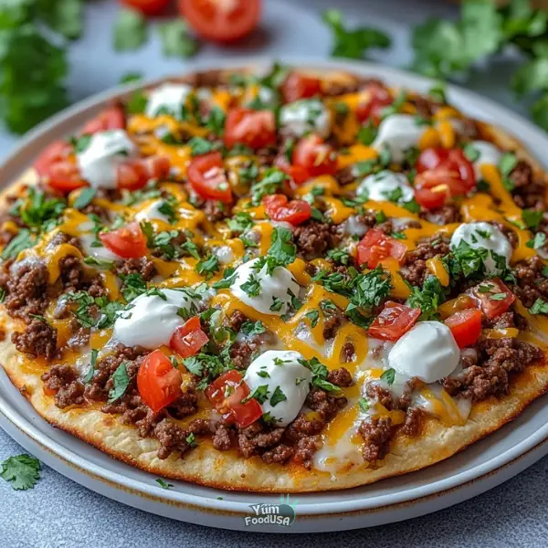 Beef and Cheese Taco Flatbread