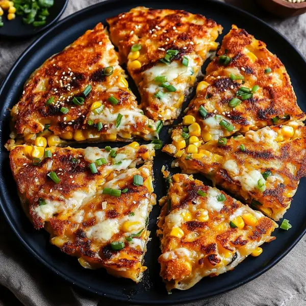 Vegan Kimchi Cheese & Sweet Corn Pancake