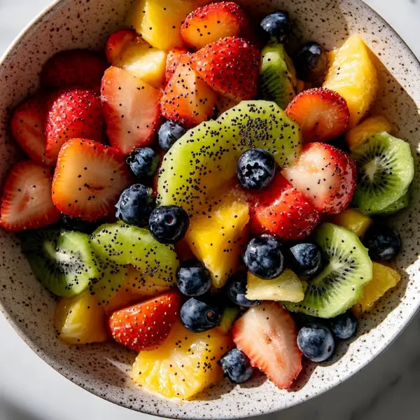 Fresh Fruit Salad with Honey-Lime Poppy Seed Dressing