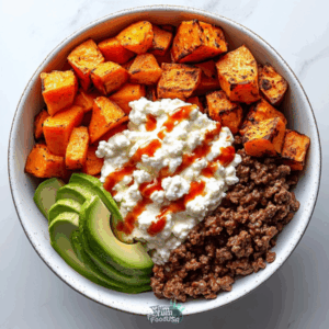 Home » Recipes » Appetizers » Cottage Cheese Beef Bowl