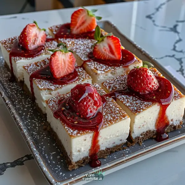 Strawberry Drizzle Philadelphia Cheesecake Bars