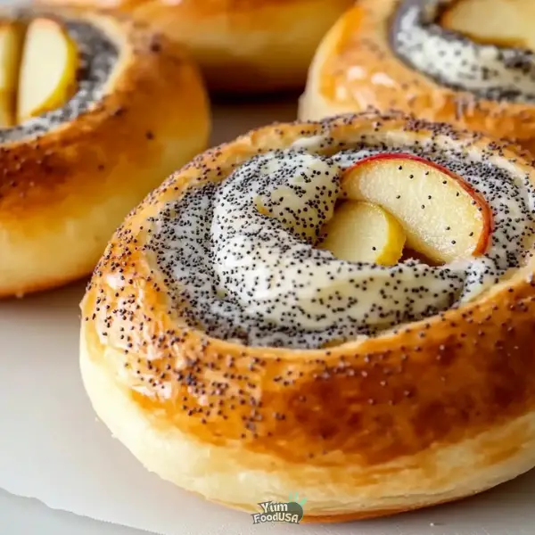 Apple Cream Cheese Poppy Seed Buns