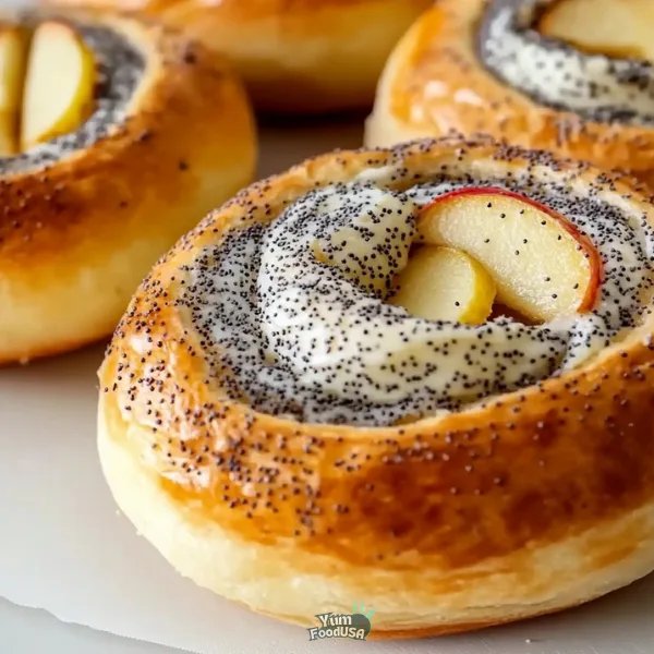 Apple Cream Cheese Poppy Seed Buns