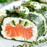 Spinach Roll with Cream Cheese and Smoked Trout