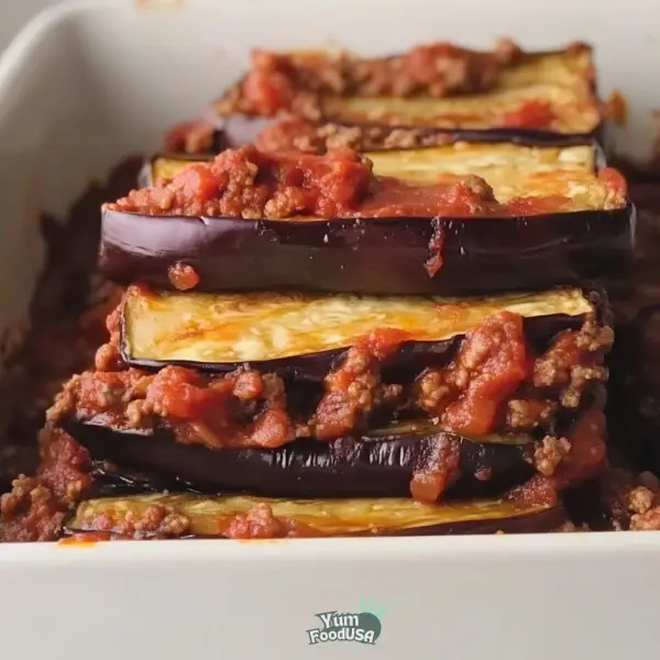 Layered Eggplant and Meat Sauce Bake