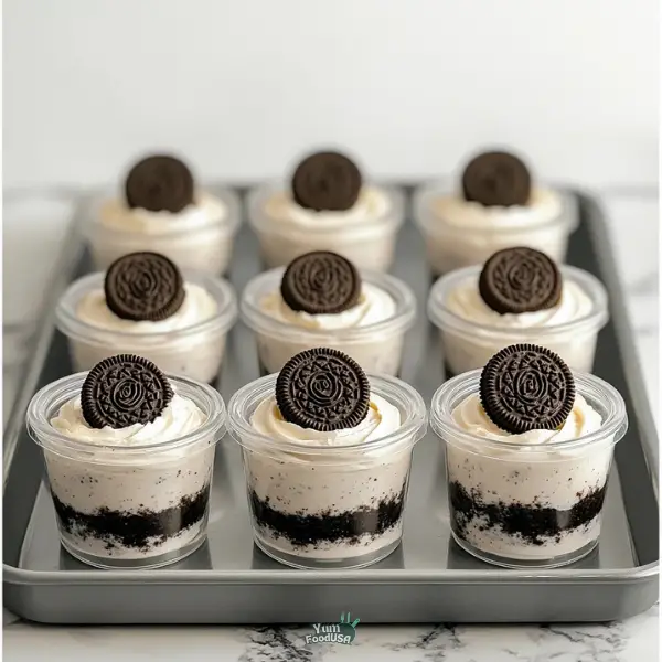 Mini Oreo Dessert Cups with Whipped Cream Cheese Filling