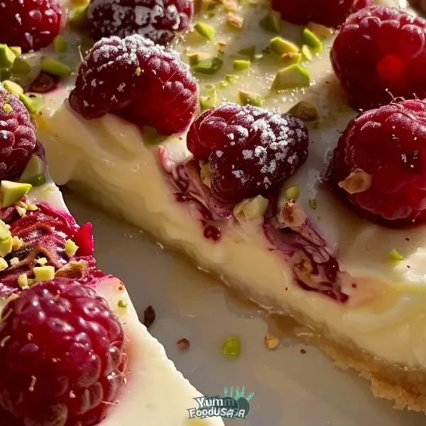 White Chocolate Raspberry Pistachio Tart