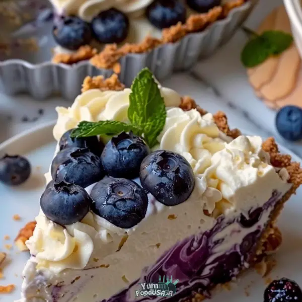 No-Bake Blueberry Swirl Cream Pie