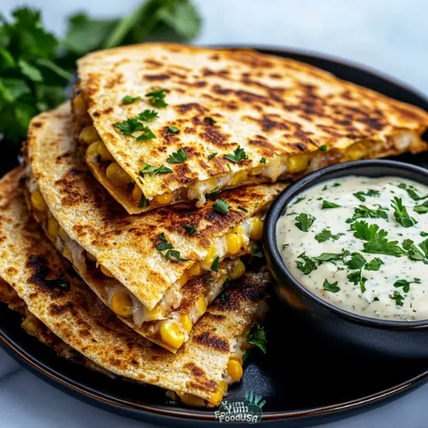 20-Minute Cheesy Elote Quesadilla with Cumin Lime Crema