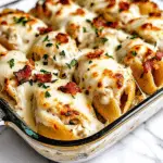 Chicken Alfredo Stuffed Shells with Bacon and Mozzarella