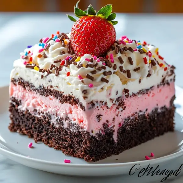 Strawberry Fudge Ice Cream Cake