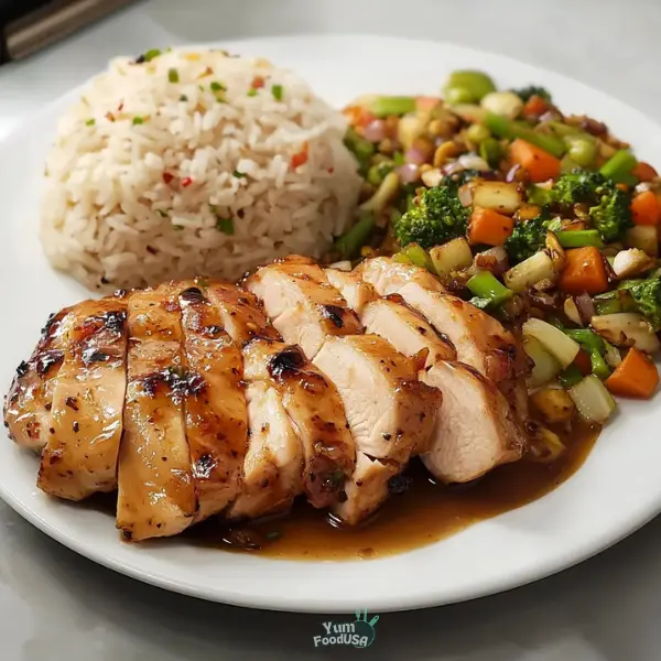 Baked Honey Garlic Chicken with Veggie Fried Rice