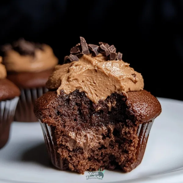 Homemade Chocolate Cupcakes with Mousse