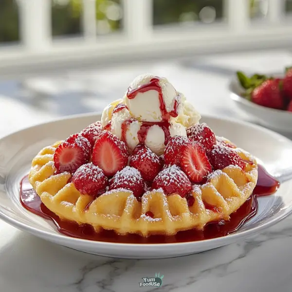 Strawberry Funnel Cake Sundae