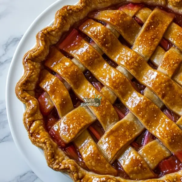 Classic Rhubarb Pie with a Lattice Crust