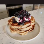 Whipped Ricotta Pancakes with Blueberry Compote