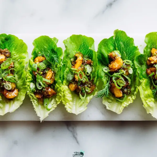 Healthy Chicken Lettuce Wraps with Asian Sauce
