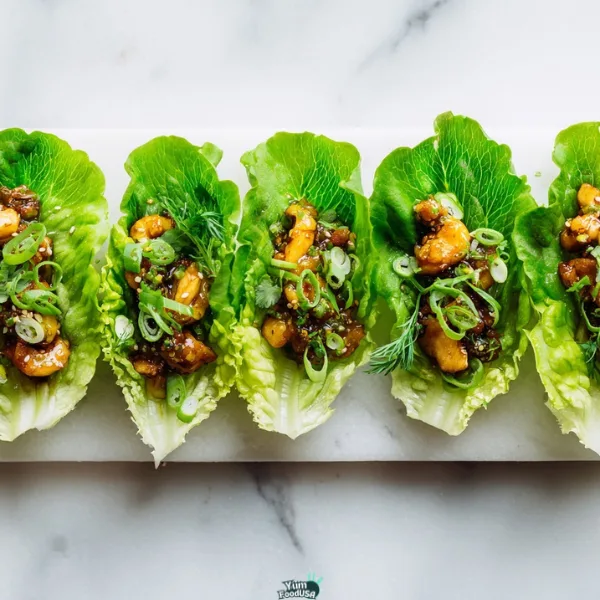 Healthy Chicken Lettuce Wraps with Asian Sauce