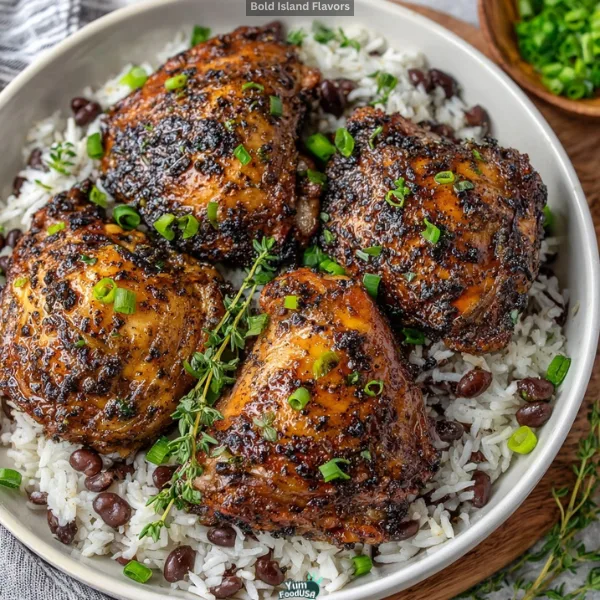 Jerk Chicken with Jamaican Rice and Peas