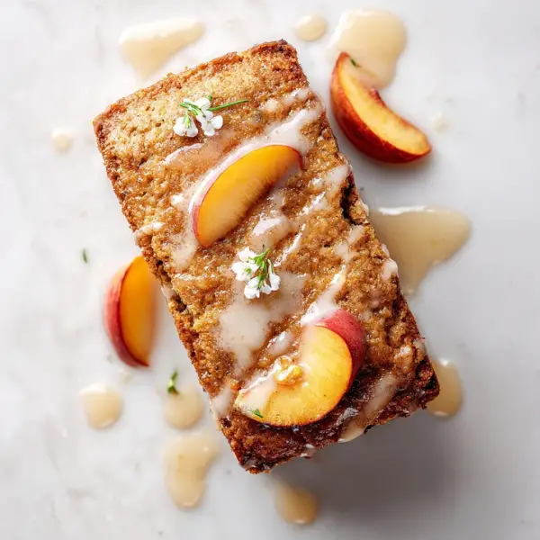 Moist Cinnamon Peach Bread with Glaze