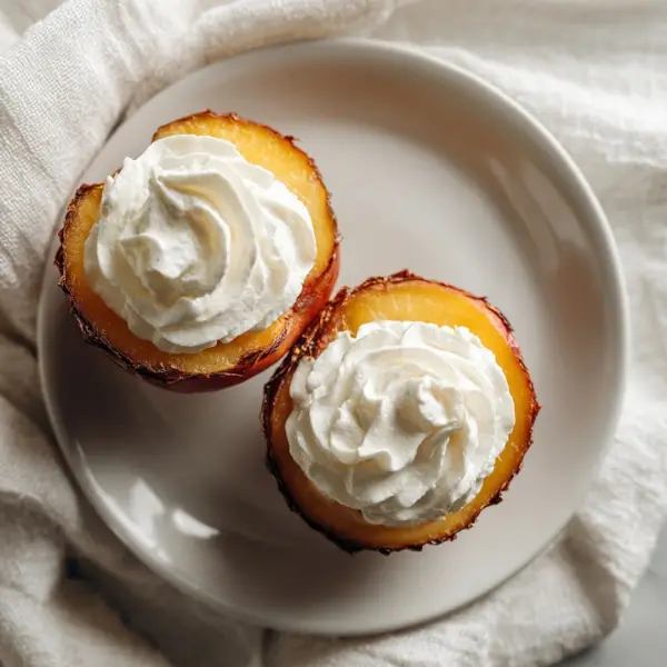 Cinnamon Sugar Baked Peaches with Cream