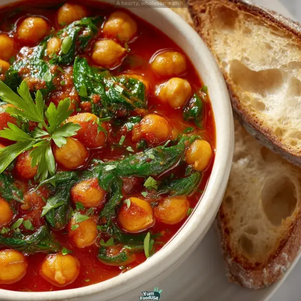 Chickpeas with Spinach in Tomato Sauce