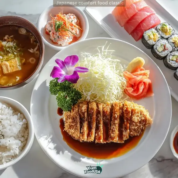 Japanese Pork Cutlet) with Spicy Tuna Roll & Crab Salad