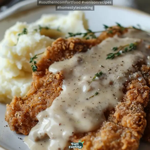 Crispy Chicken Fried Venison with Country Gravy