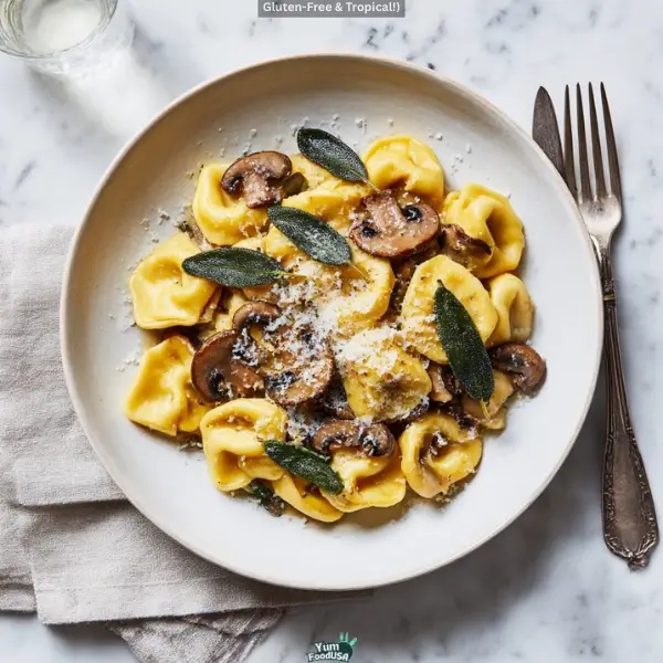 Cheese Tortellini with Mushrooms & Crispy Sage Butter