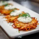Zucchini Potato Fritters with Herbed Yogurt Dip