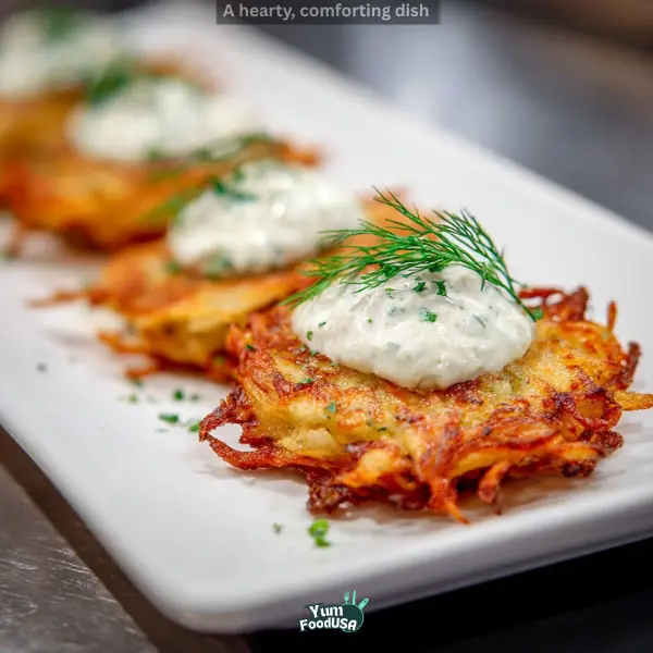 Zucchini Potato Fritters with Herbed Yogurt Dip