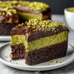 No-Bake Pistachio Chocolate Brownie Cake