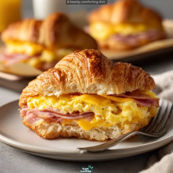 Make-Ahead Ham, Egg & Cheese Croissant Breakfast Sandwiches