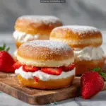 Lemon Cream Filled Donuts with Fresh Strawberries and Whipped Vanilla