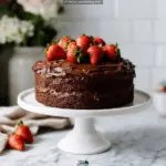 Classic Thunder Cake with Strawberries and Chocolate Frosting