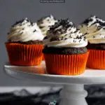Spooky Chocolate Halloween Cupcakes with Vanilla Swirl Frosting
