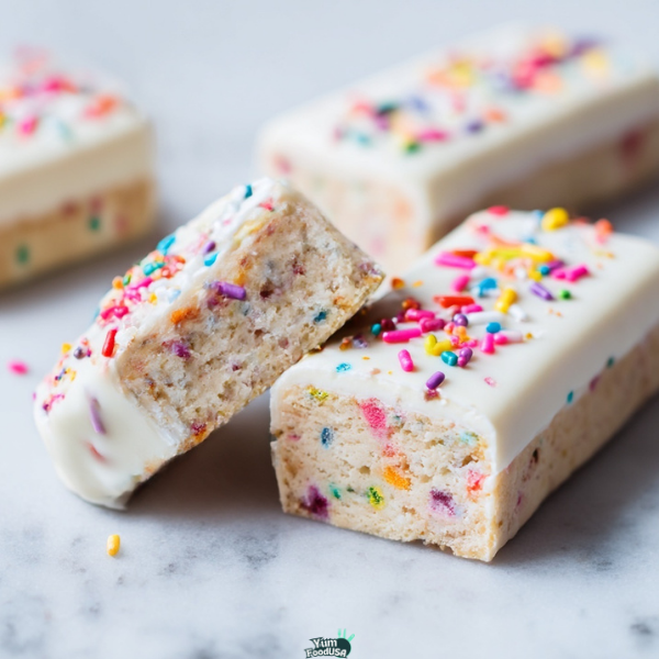 Homemade Birthday Cake Protein Bars