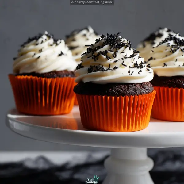 Spooky Chocolate Halloween Cupcakes with Vanilla Swirl Frosting