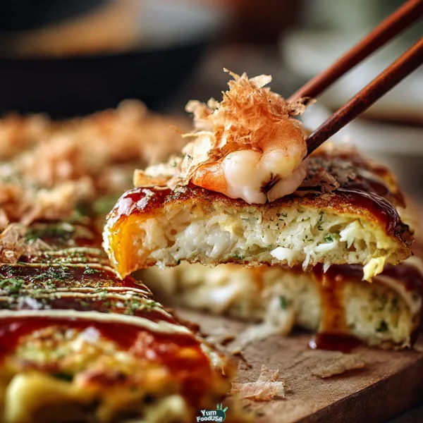 Homemade Seafood Okonomiyaki (Japanese Savory Pancake)