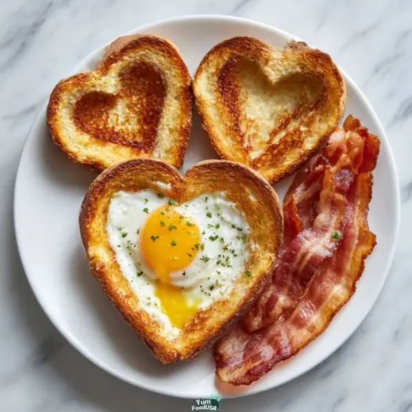 Heart-Shaped Egg-in-a-Basket with Crispy Bacon