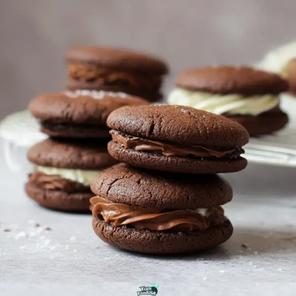 Brownie Sandwich Cookies with Chocolate Mousse
