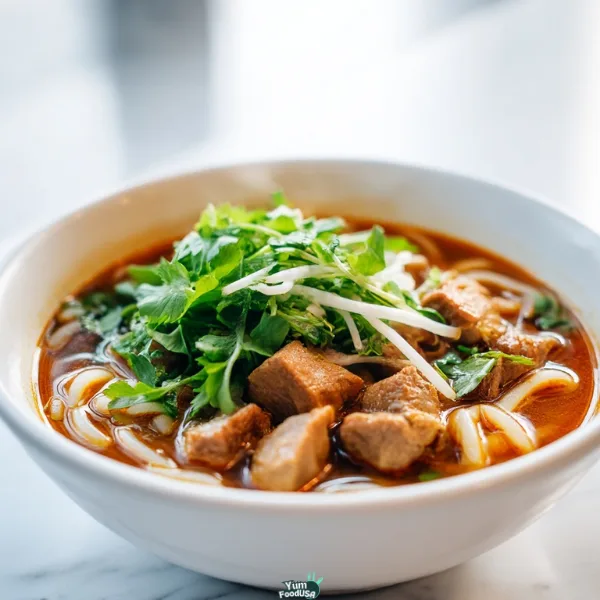 Spicy Pork Noodles with Watercress and Daikon