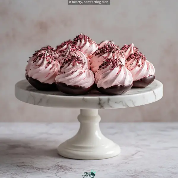 Chocolate Dipped Strawberry Meringues