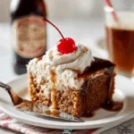 Root Beer Float Poke Cake