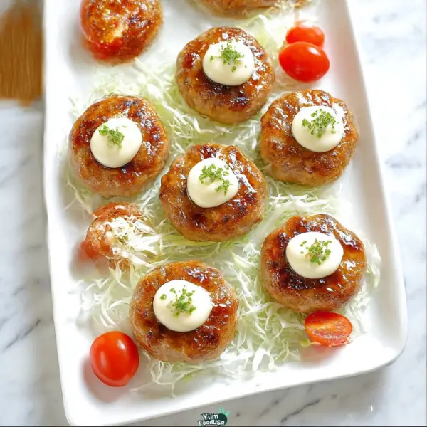 Sweet and Savory Pork Tsukune with Mayo