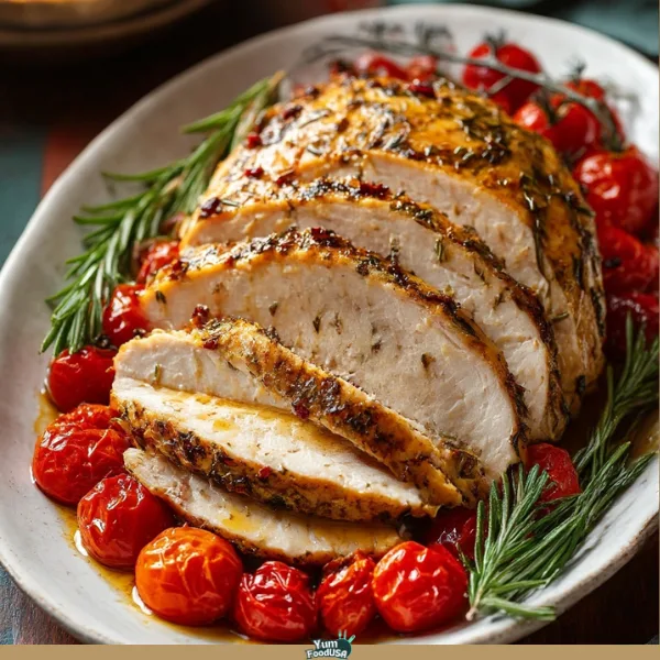 Herb-Roasted Turkey Breast with Garlic Butter & Roasted Tomatoes