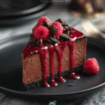 Decadent Dark Chocolate Raspberry Cheesecake with Oreo Crust
