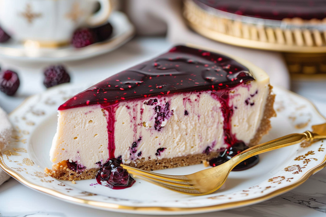 Mulberry & Earl Grey Cheesecake (Baked)