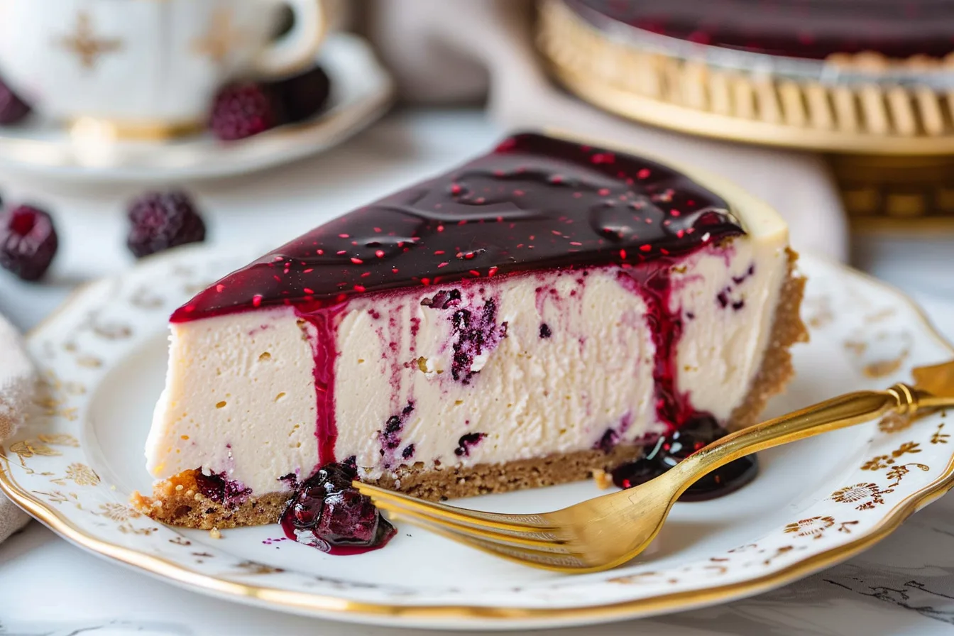 Mulberry & Earl Grey Cheesecake (Baked)